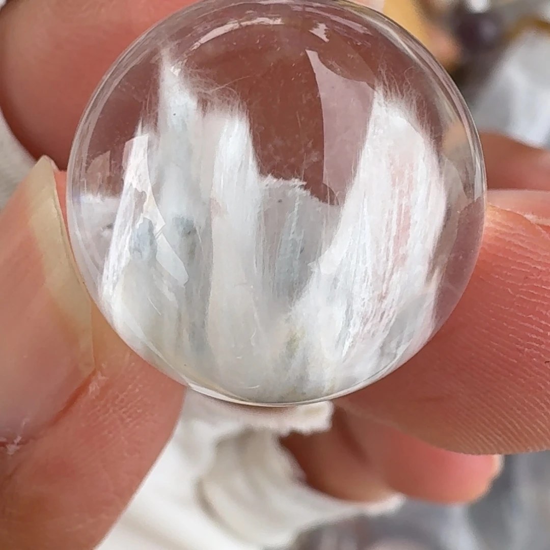 B***）水晶未镶嵌手链18.5mm蓝兔毛