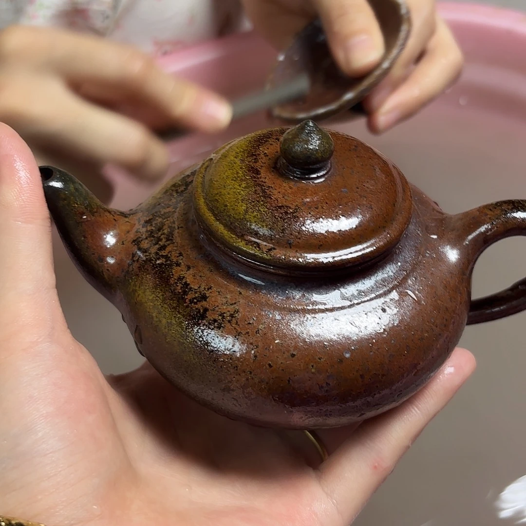茶壶紫砂柴烧紫砂天青笑樱壶