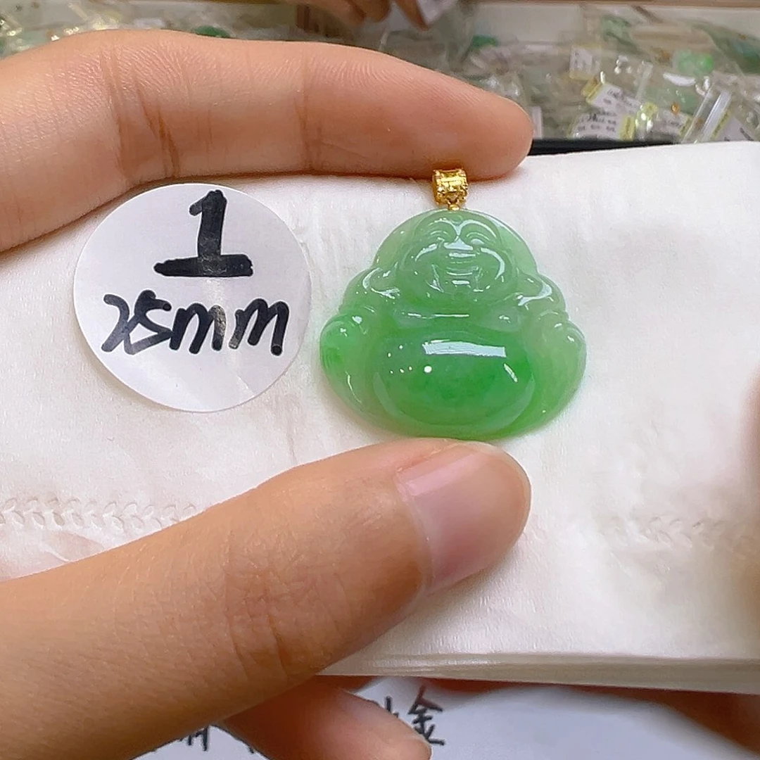 翡翠18K金镶嵌吊坠(不含链)我
