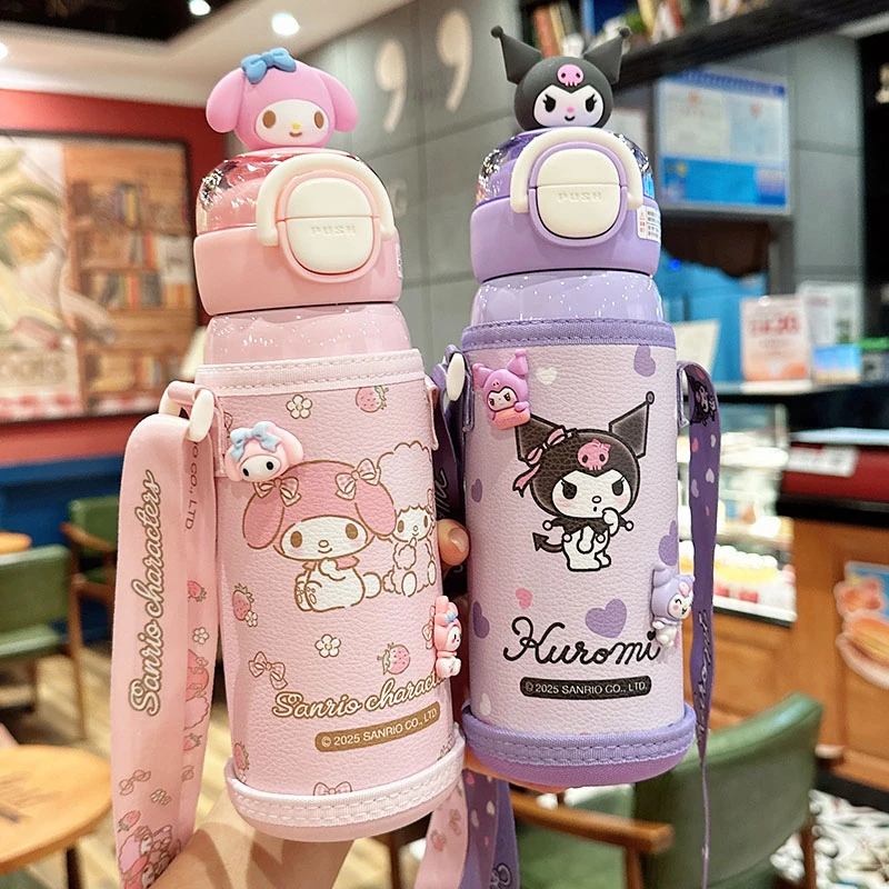 三丽鸥儿童保温杯女孩可爱上学专用双饮吸管杯小学生两用便携水壶