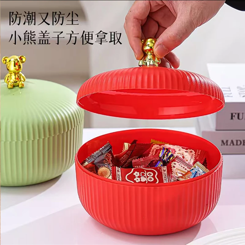 【新年果盘】拍一发二小熊糖果盒新款带盖水果坚果高颜值糖果罐