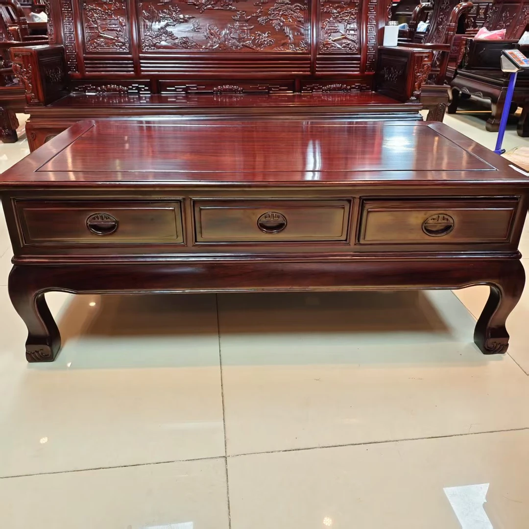 酸枝木虎爪三抽大平几:长128宽63高49