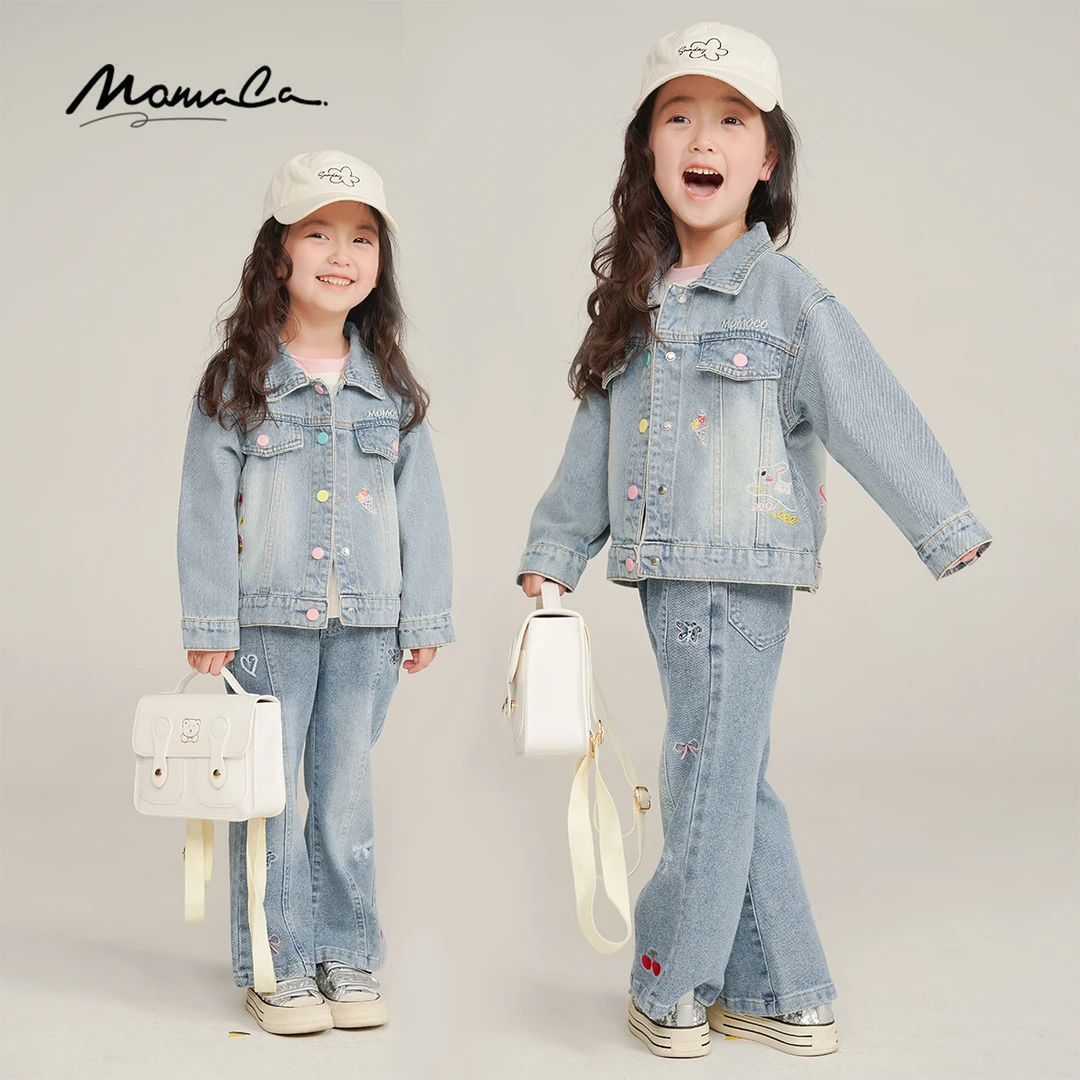 MOMOCO2025款春秋季女童时尚甜美小马牛仔外套77580134002