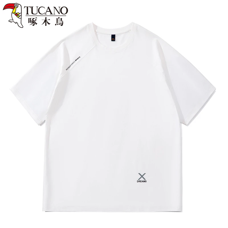 【凉感防晒】啄木鸟插肩袖t恤男士大码夏季速干短袖男宽松大码上衣