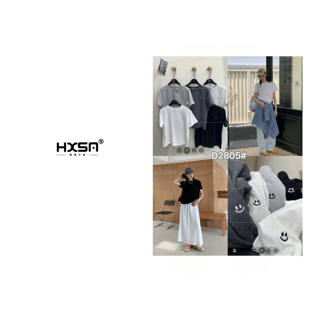 HXSM「云朵笑脸T」夏简约圆领短袖2805
