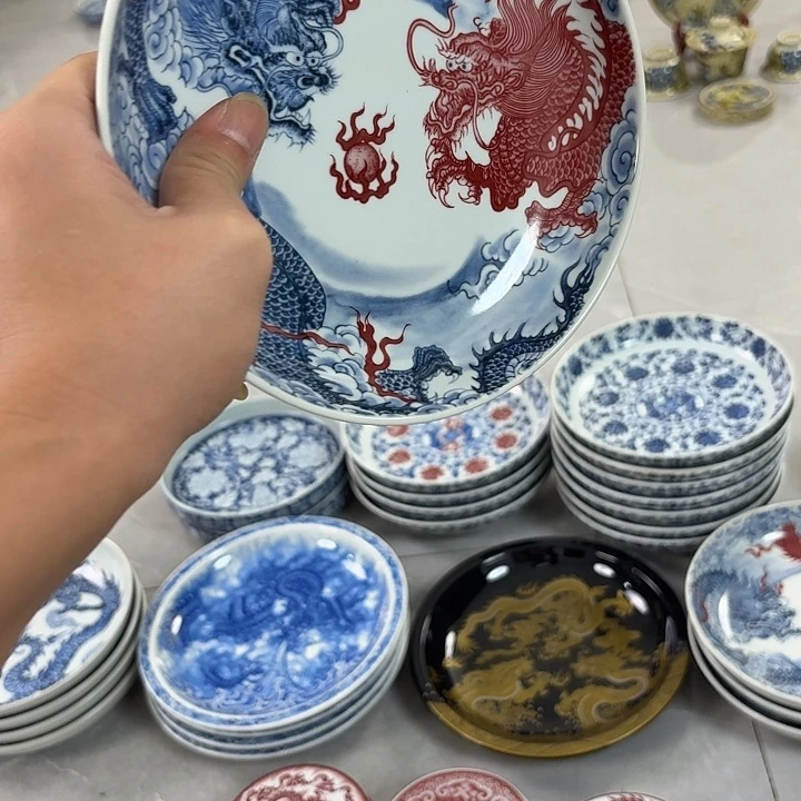 瓷片双龙戏珠大胡乘景德镇