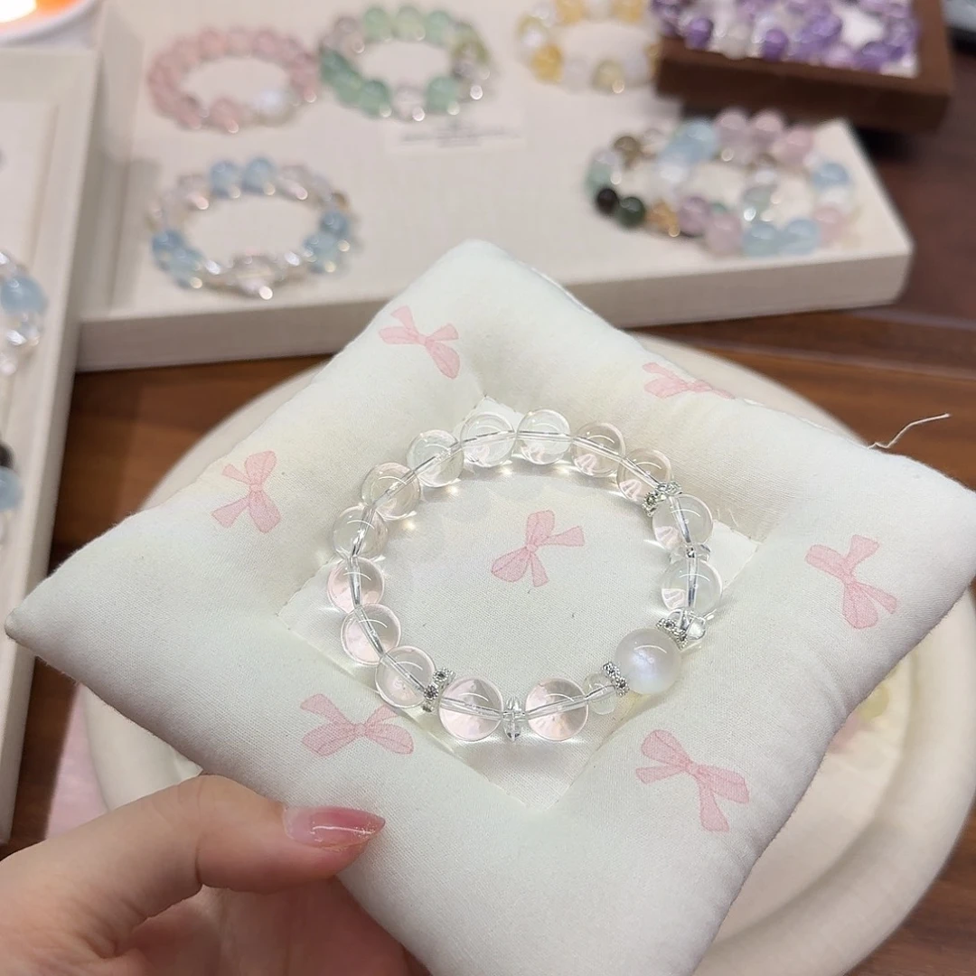 千***.未镶嵌水晶手串拍2单是总价 白水蓝月光顶珠