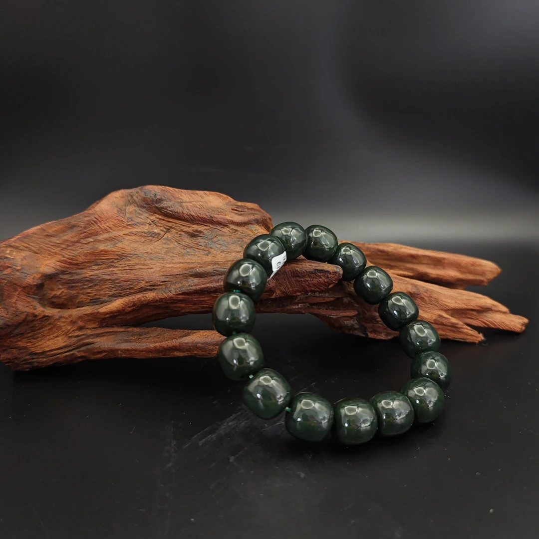 Z和田玉且末桶珠手串（卡14）0365