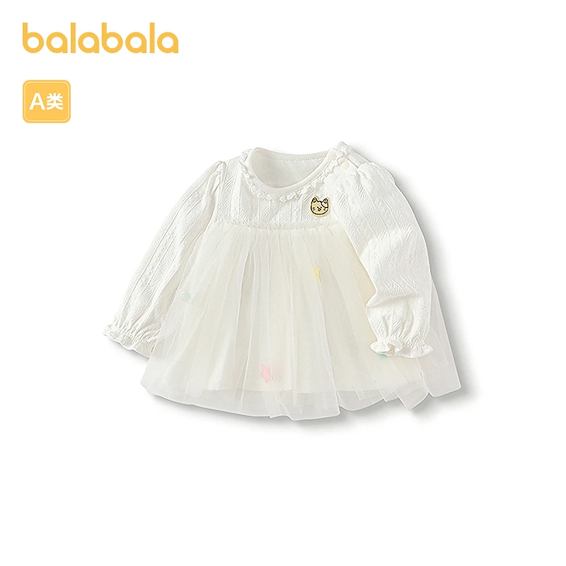 巴拉巴拉宝宝针织上衣婴儿长袖t恤女童2025新款甜美百搭可爱萌趣