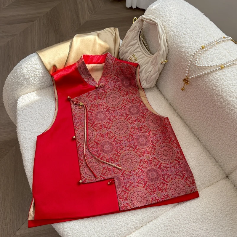 盈盈推荐《八达韵》新款春装百搭显瘦中国风重工新中式织金马甲3721