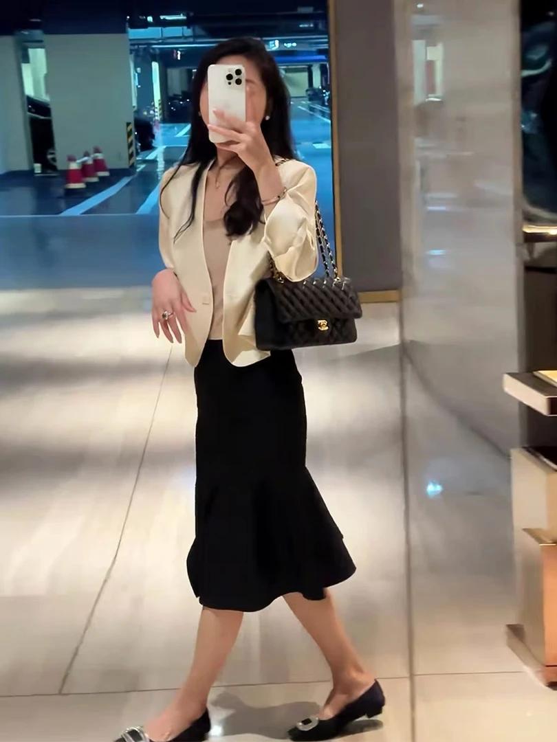 【锦衣服饰】77 时尚气质百搭杏色西服外套
