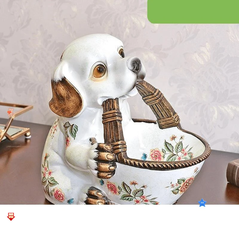 招财狗狗钥匙收纳玄关摆件家居饰品门口美式客厅装饰摆设乔迁礼物