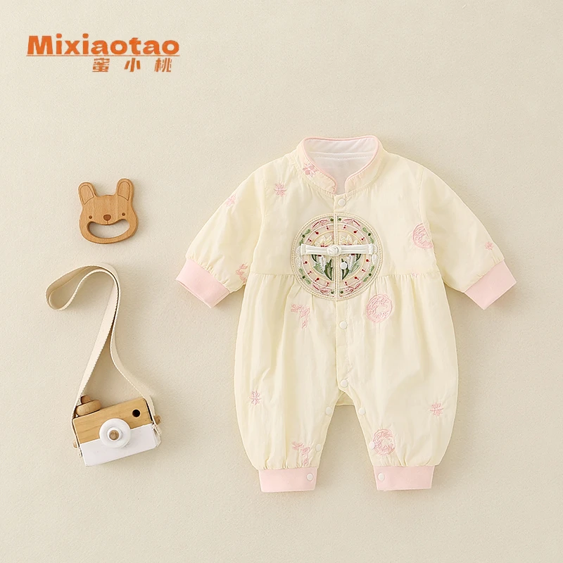 秋款（双层）月半弯满月女宝闭档哈衣宝宝儿童婴幼儿童长袖婴儿洋气