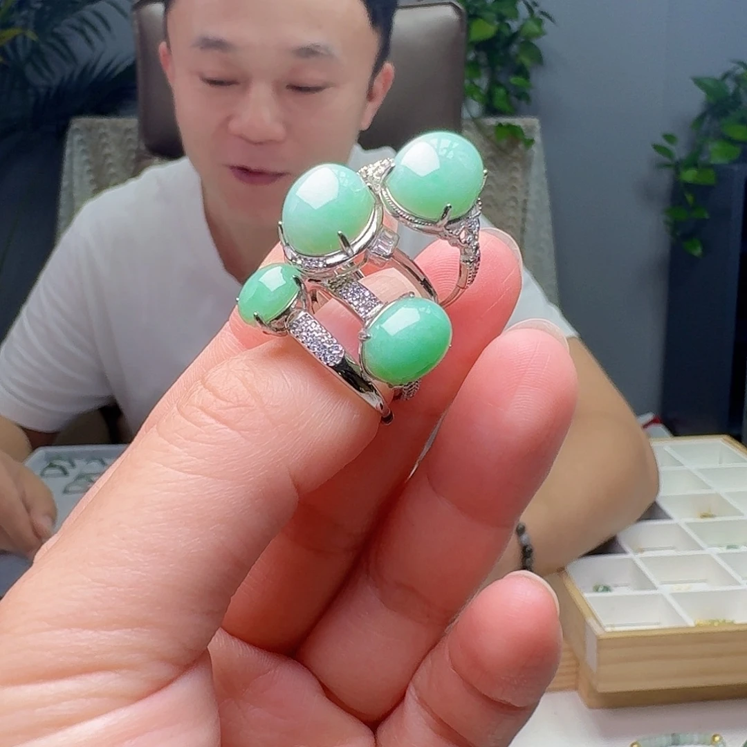 翡翠银S925镶嵌戒指多样性发货其一