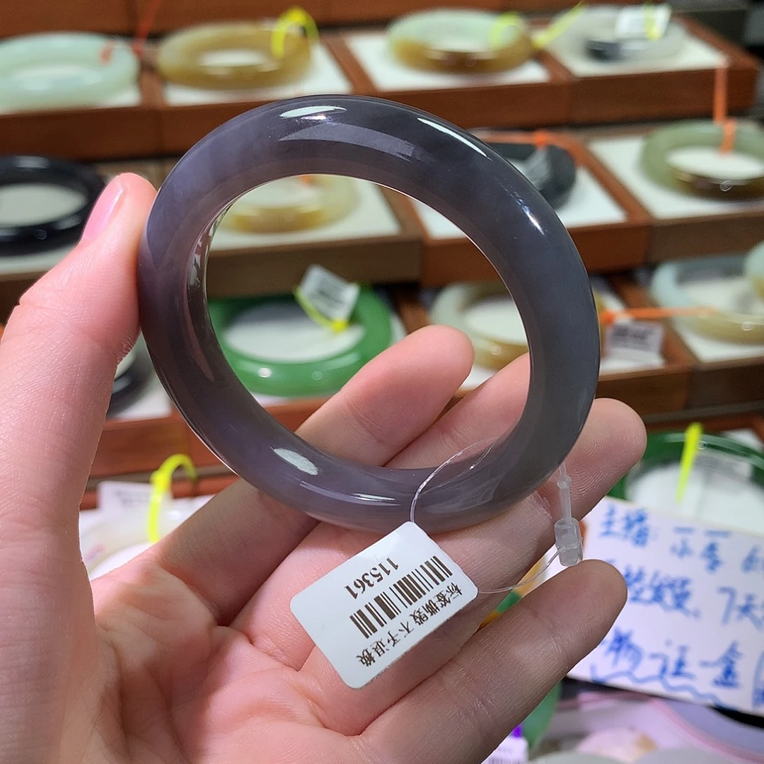 和田玉未镶嵌手镯6 浓紫51