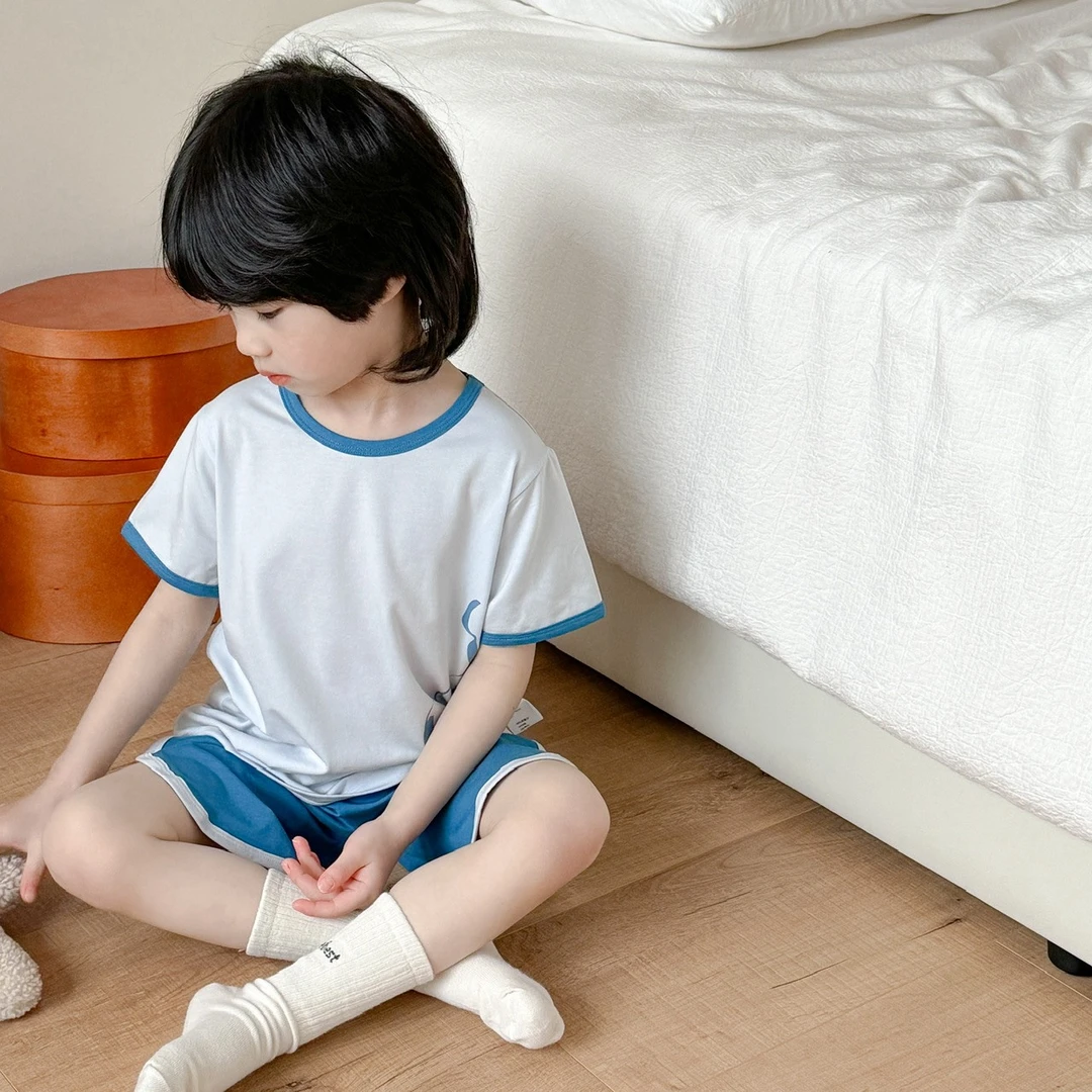 超级有范~韩版儿童高品质男女宝清凉服短袖短裤套装宝宝外出服