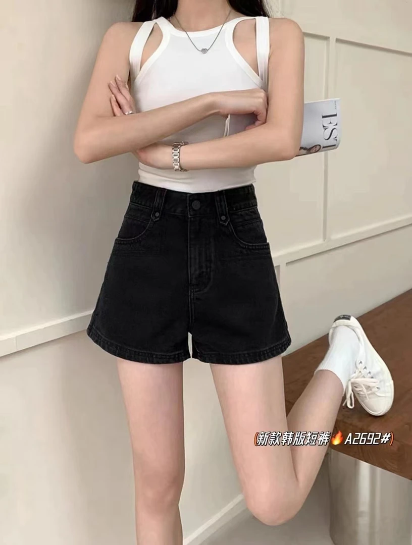 【喜桃牛仔】宽松夏季显瘦高腰牛仔短裤女阔腿A字时尚百搭女士牛仔