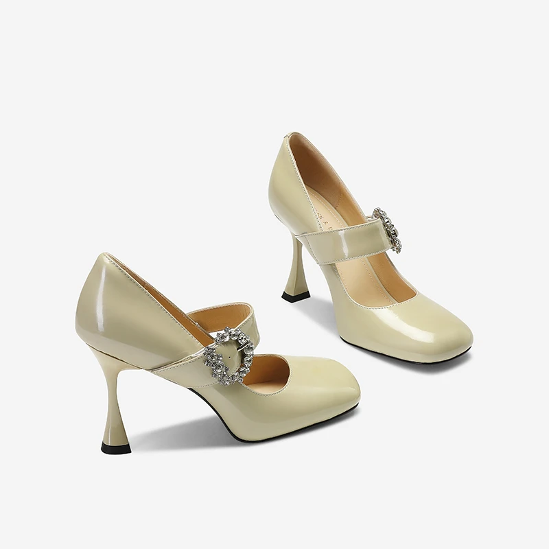 法式气质高跟鞋女细跟2025春季新款女神范浅口复古漆皮玛丽珍单鞋