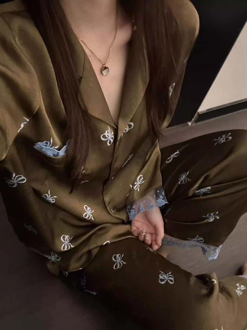 【DMXJ大梦想家】韩系高级感蝴蝶冰丝睡衣女夏季休闲套装外穿家居服
