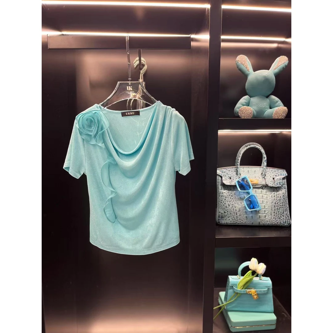 DL【UKKUSTUDIO】休闲设计师百搭短款女装气质夏季上衣514099