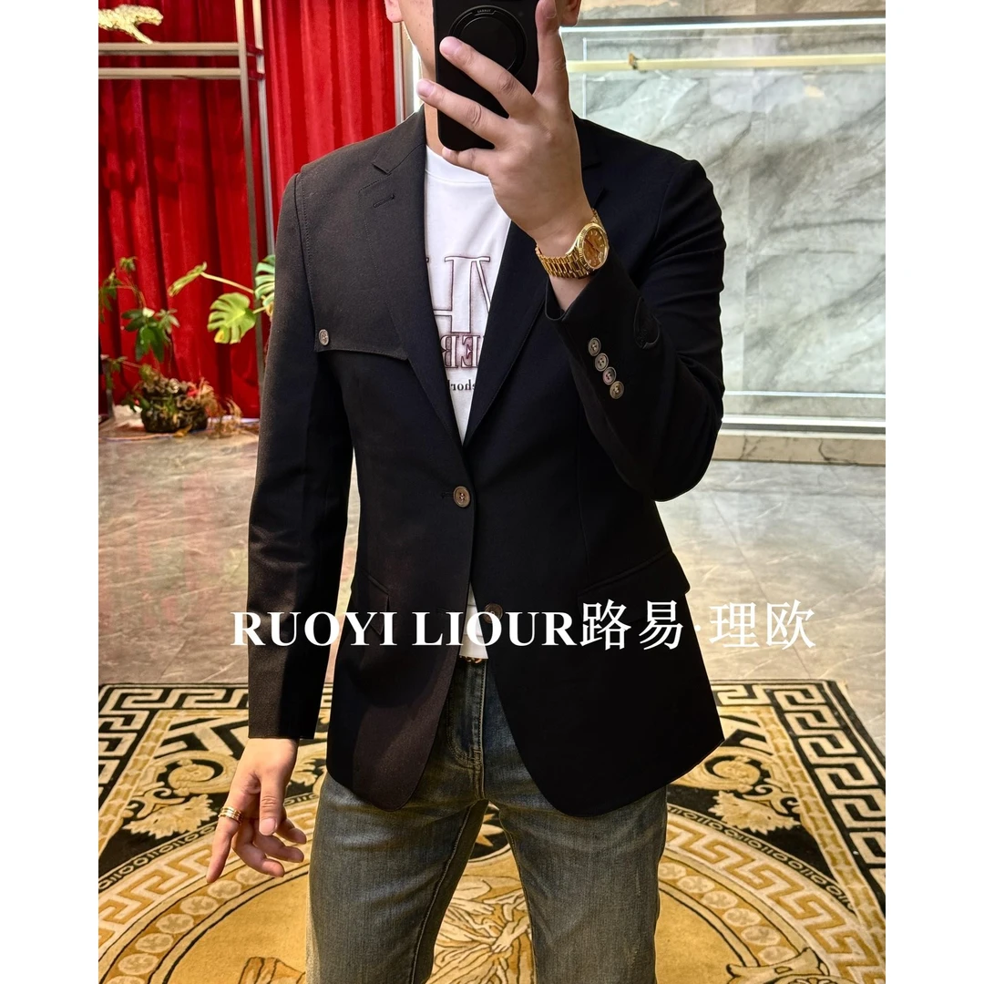 【路易理欧】2025欧货纯色商务时尚春季新款休闲便西0044