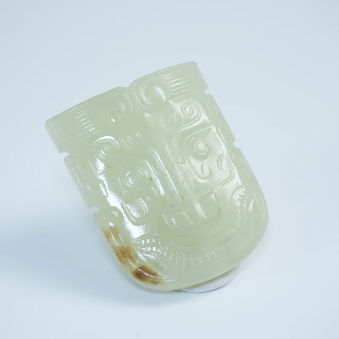 清代仿古兽面纹黄玉佩（宋）436428*古玉*传承