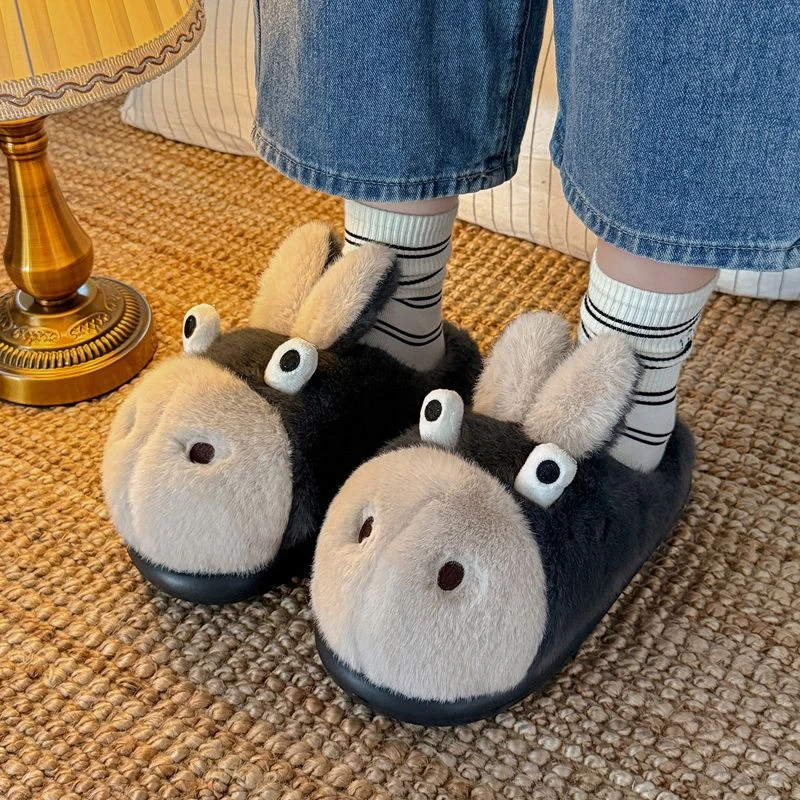 憨憨驴棉拖鞋男士冬季2025新款家居室内厚底防滑毛绒棉鞋男款外穿