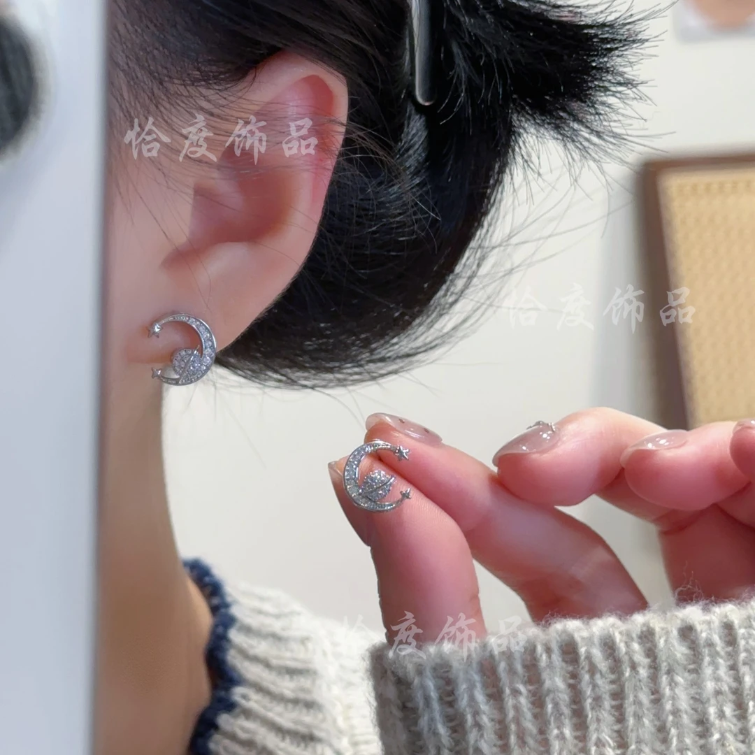 恰度｜中秋限定设计感旋转月亮耳钉