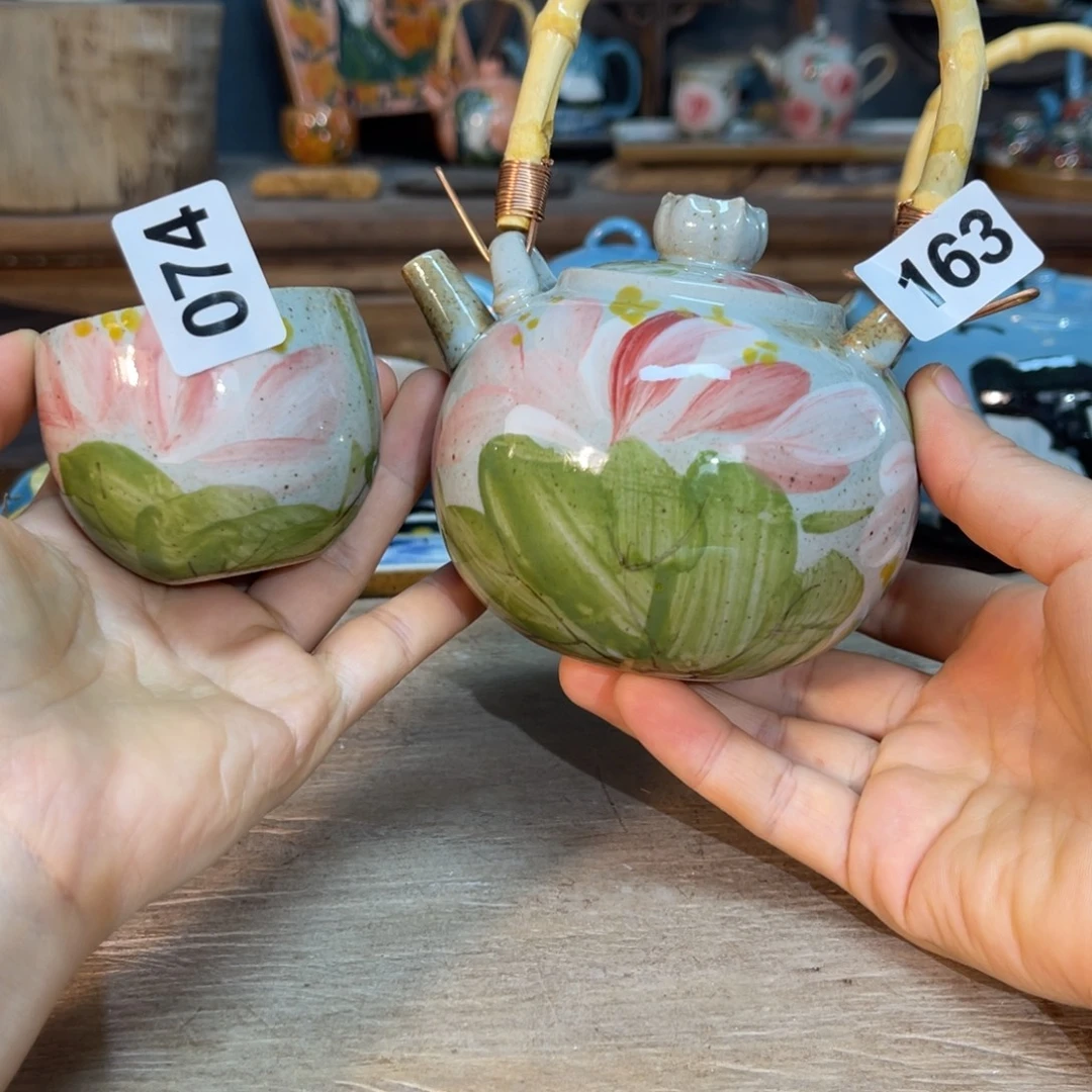 壶素浅陶瓷手工手绘