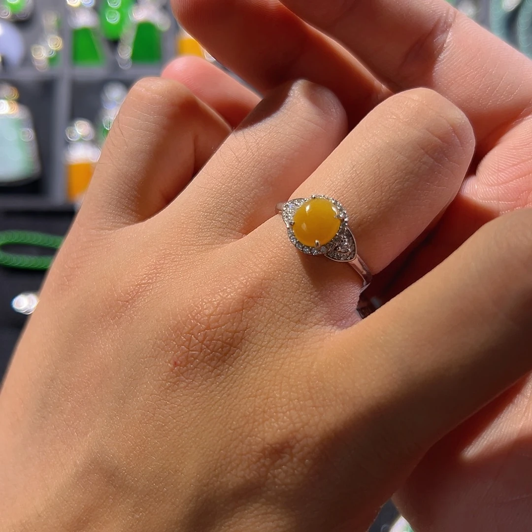 翡翠银S925镶嵌戒指戒指