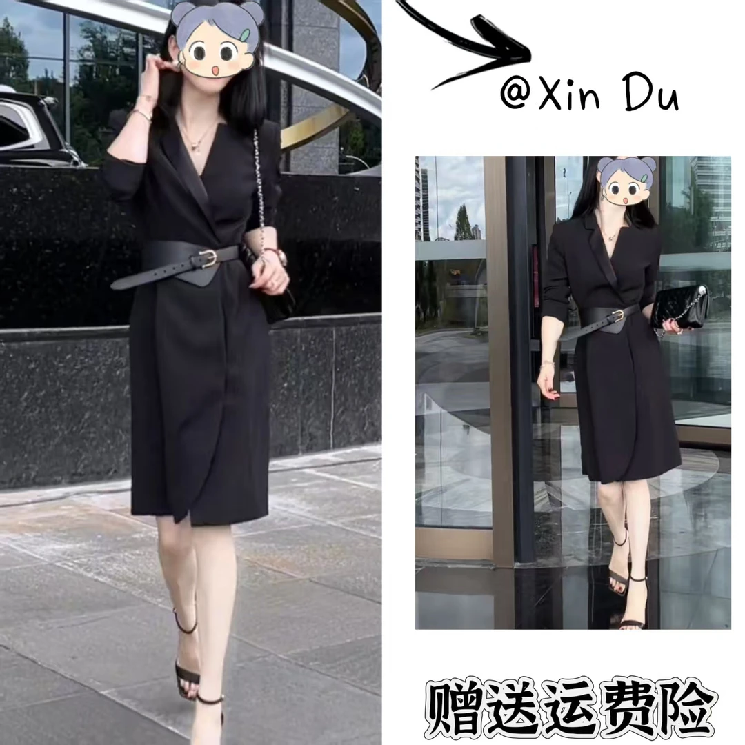 2025秋季新款时尚显瘦气质女士网红洋气连衣裙百搭款D22252