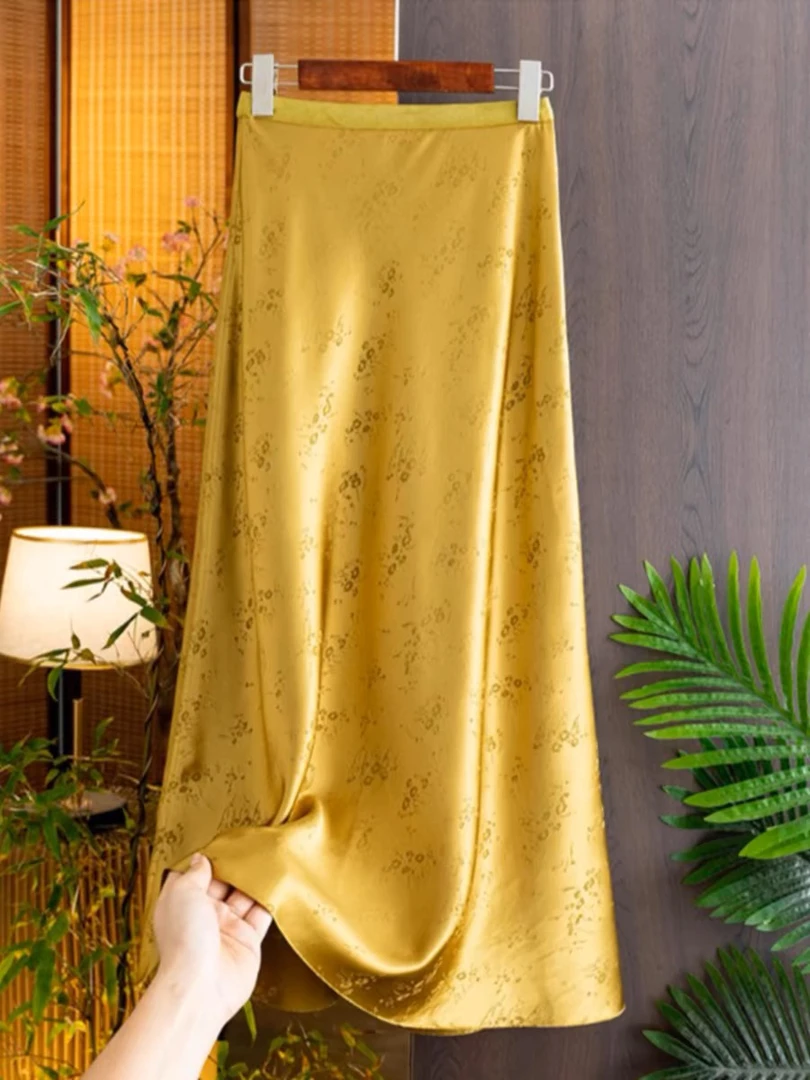 【优雅】高端国风半身裙女夏季优雅气质高腰显瘦新中式提花a字裙