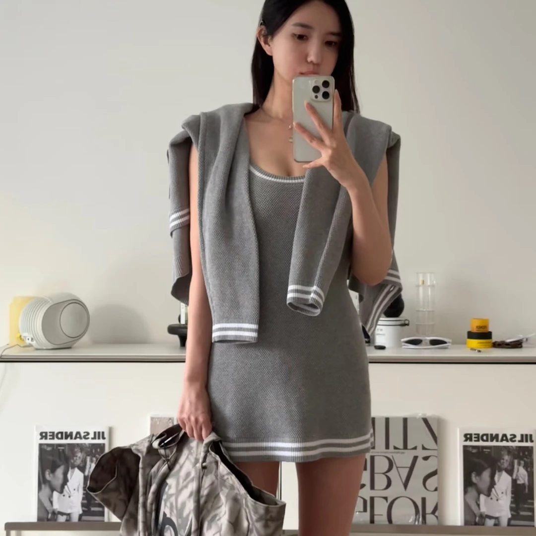 aloYoga网球运动女2025新款针织速干修身显瘦训练运动连衣裙