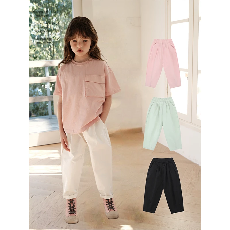 PISELLI史豌豆女童纯色亲子休闲长裤 Q828