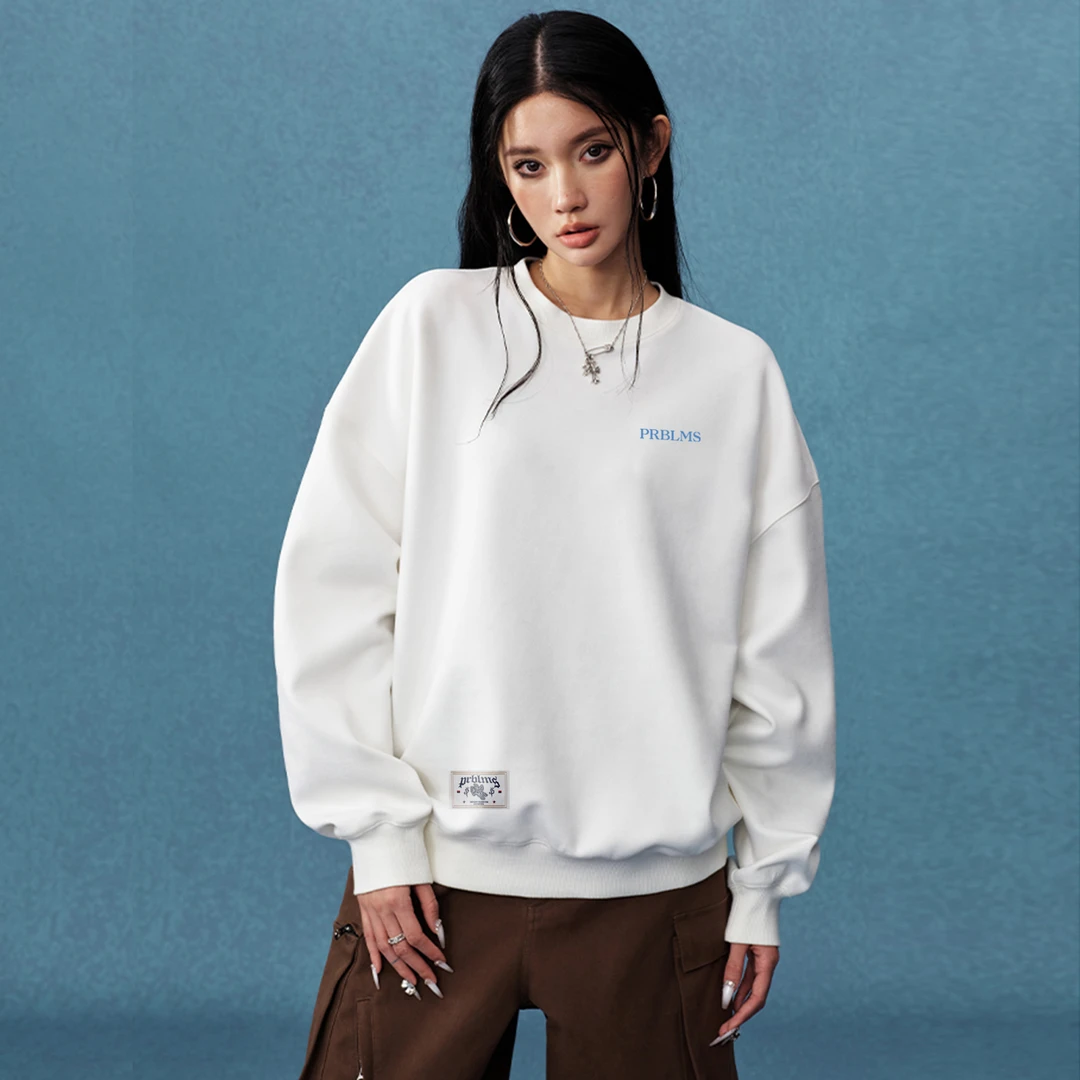 美式秋冬情侣百搭运动休闲宽松印花长袖长袖t恤男款卫衣秋季男装