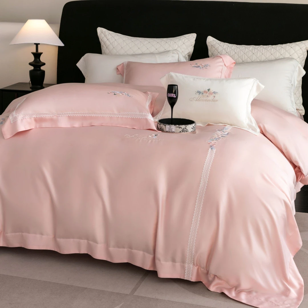 丽家平！晴轩 定制高定刺绣轻奢天丝兰精四件套丝滑凉夏床品裸感