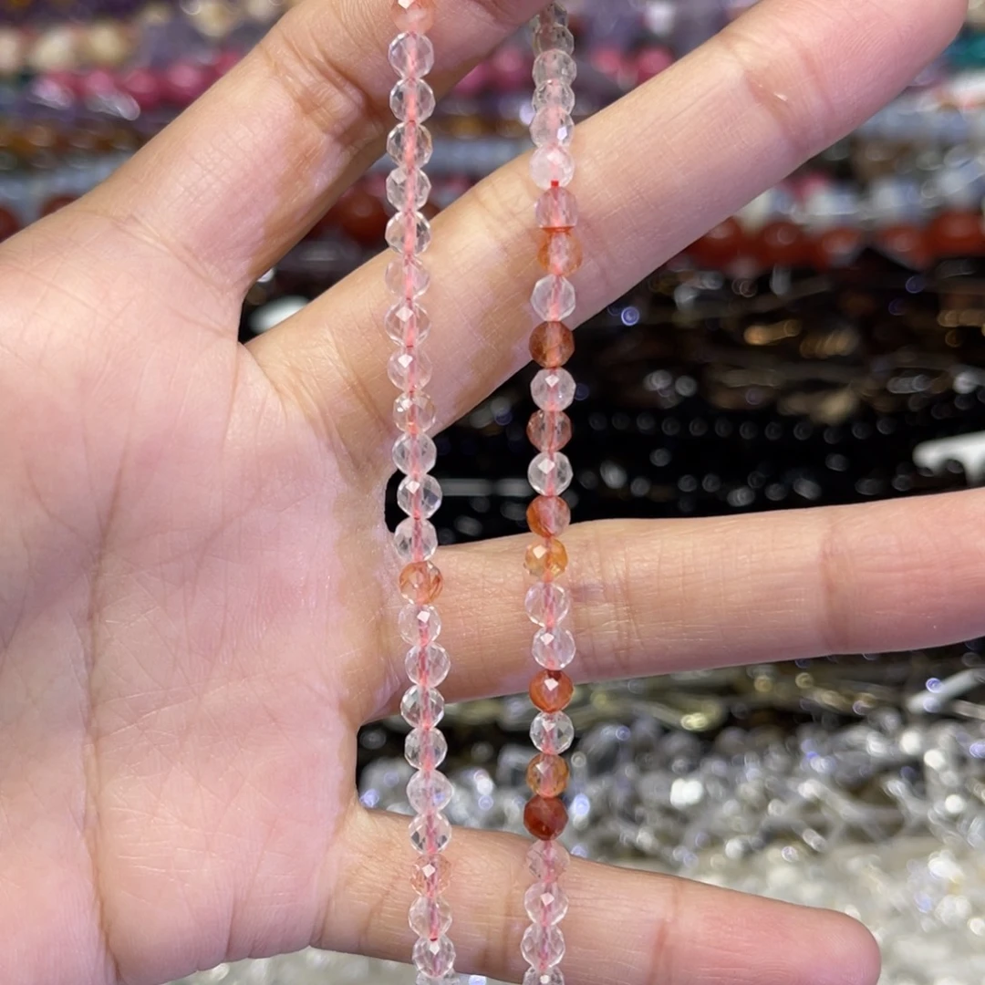 玛瑙/玉髓散珠粉胶花卡4一条