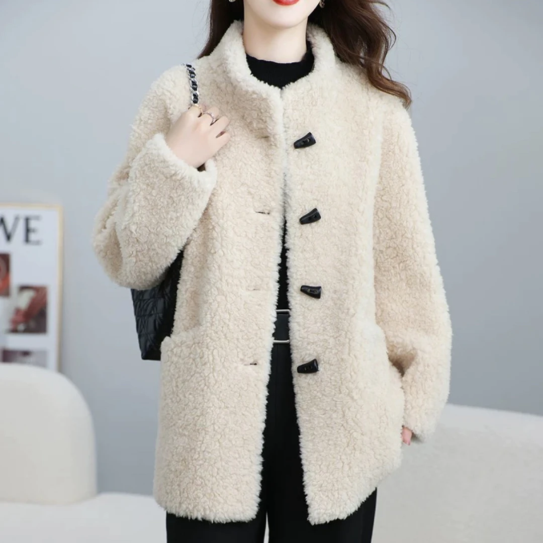 海宁时尚韩版中长款宽松毛毛皮毛一体外套新款冬季晚宴场合女装