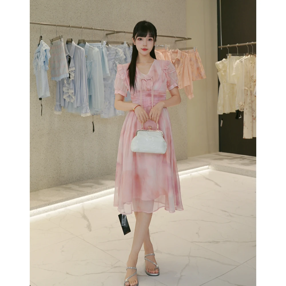 【雾色桃粉】买手店新款气质法式显瘦修身连衣裙J236L080331