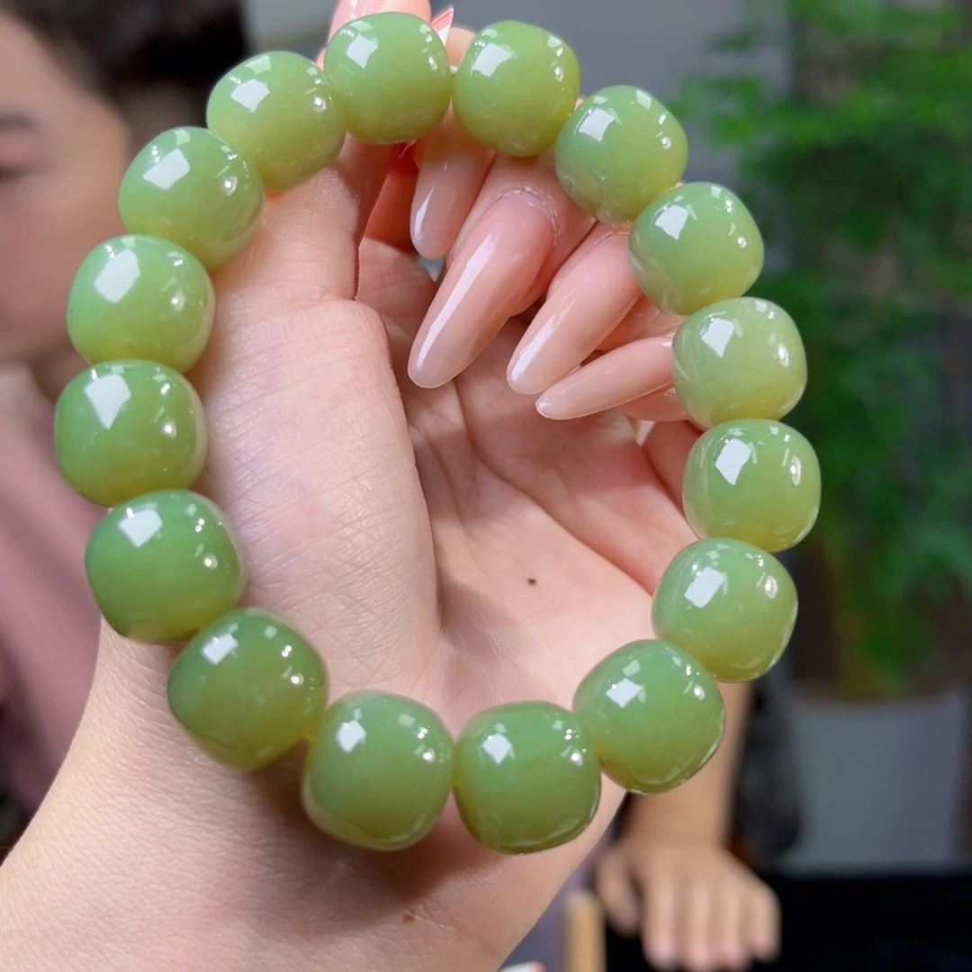 和田玉未镶嵌手链纯天然新疆和田玉若羌青黄口手串卡14