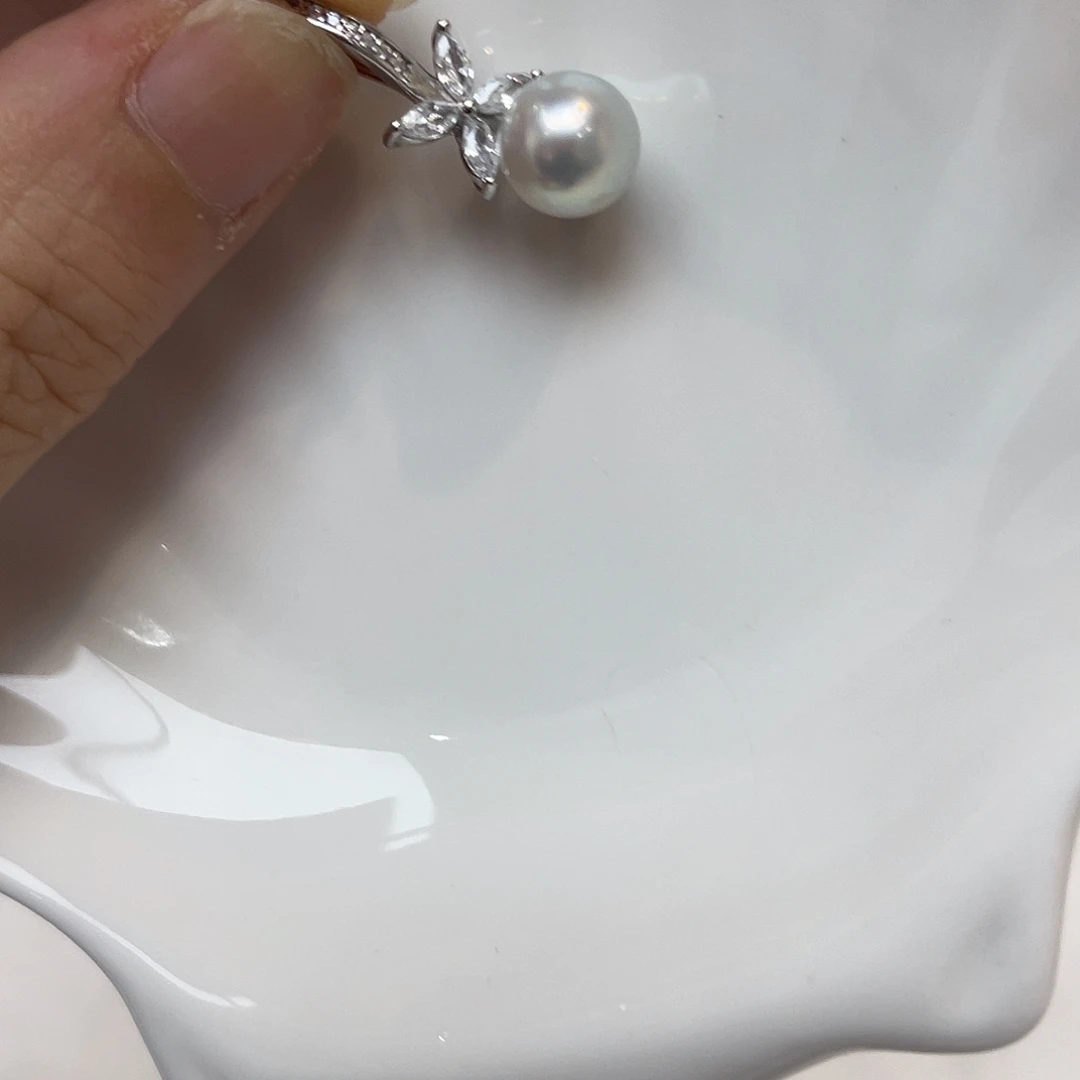 吊坠(不含链)银S925镶嵌海水珍珠