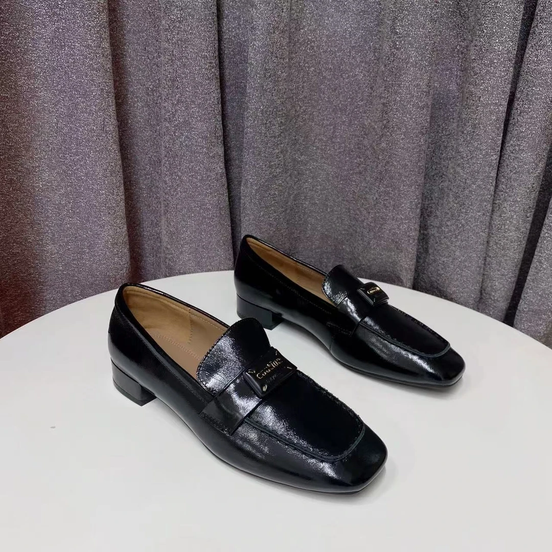 【表弟严选】C3350  黑色  高端时尚低跟方头深口软底女士乐福鞋