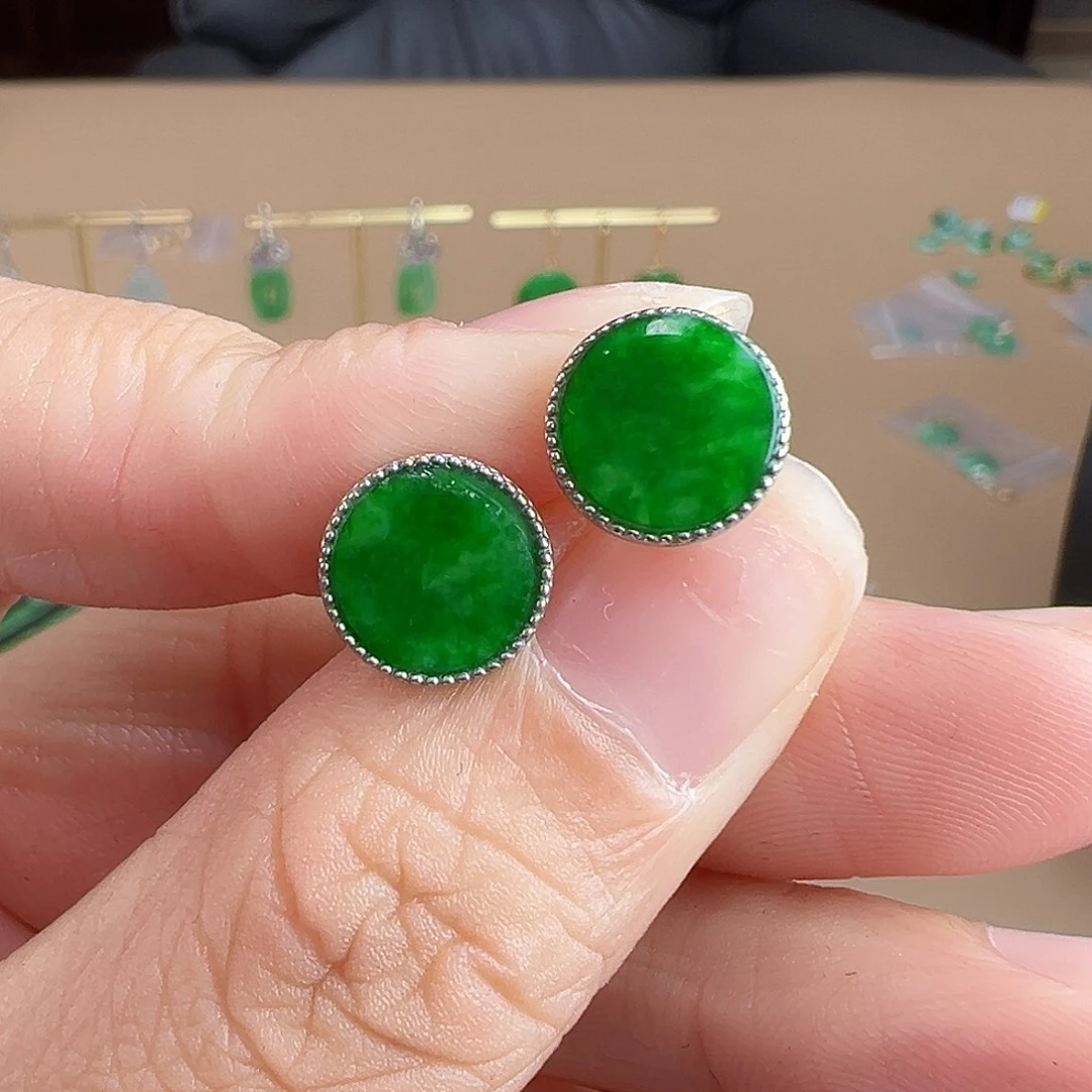 翡翠银S925镶嵌耳饰耳饰3