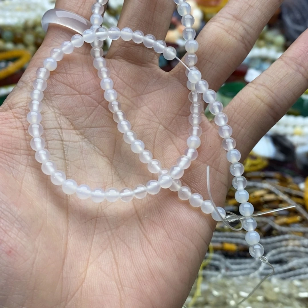 未镶嵌玛瑙/玉髓珠宝半成品一条天然4mm荔枝冻玛瑙