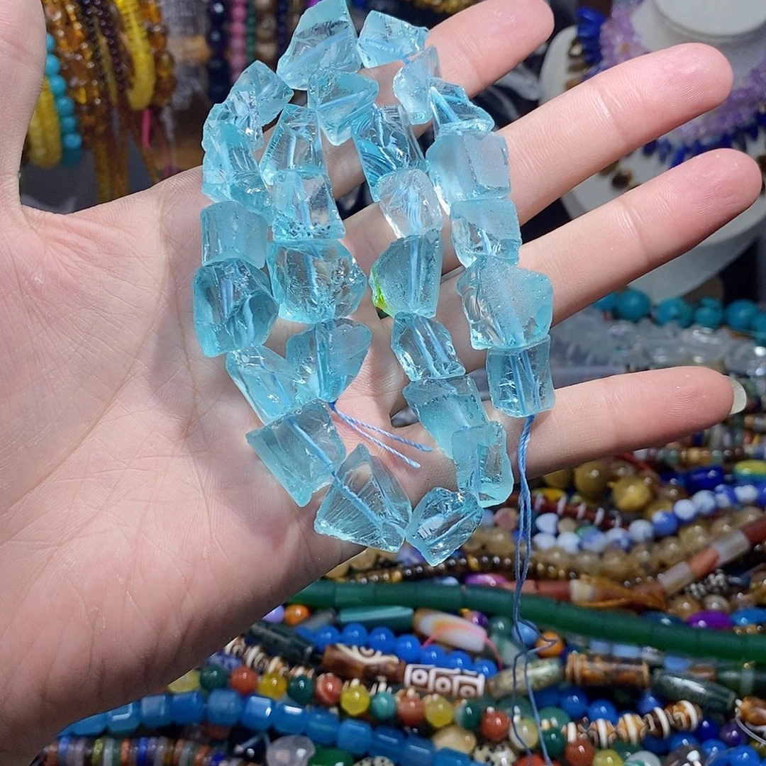 石英质玉未镶嵌，海蓝随行15mm，
