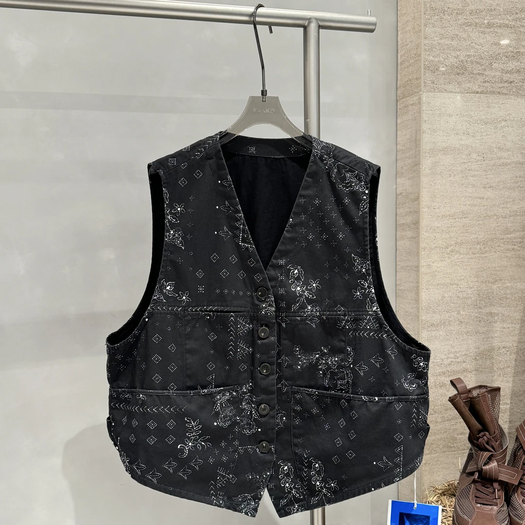 小北时尚休闲百搭夏季复古潮流个性印花提花马夹