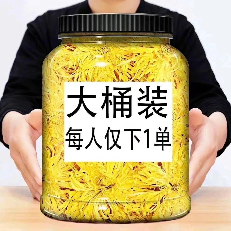 【一大桶】约80朵菊花茶金丝黄菊新花头茬清香新鲜冲原产产品配枸杞
