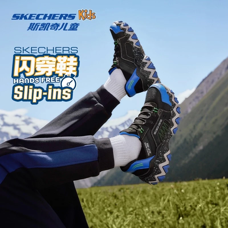 斯凯奇儿童闪穿鞋户外运动鞋秋季新款防踢耐磨防滑一脚蹬403845L