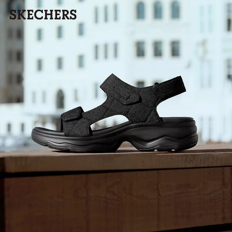 SKECHERS/斯凯奇25夏季新款女厚底增高凉鞋外穿凉拖沙滩鞋163542