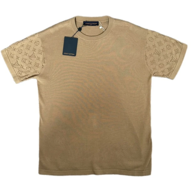 全新未使用 LouisVuitton/路易威登 卡其色袖口满印logo短袖M码